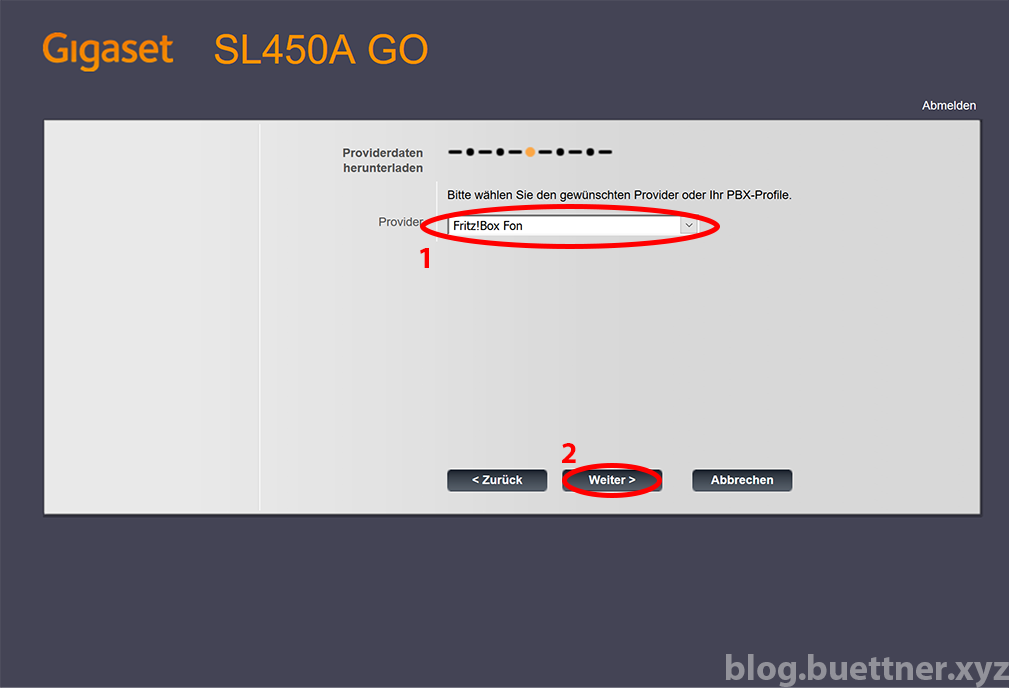 Gigaset GO Website - Assistent für die schnelle Erstkonfiguration - Schritt 3