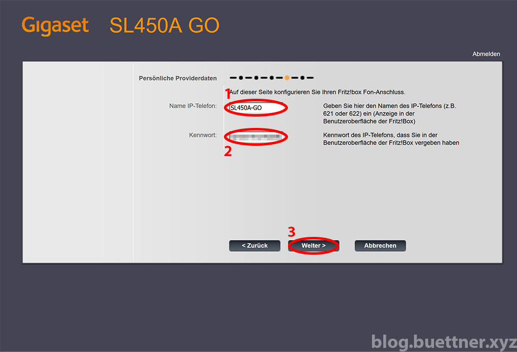 Gigaset GO Website - Assistent für die schnelle Erstkonfiguration - Schritt 4