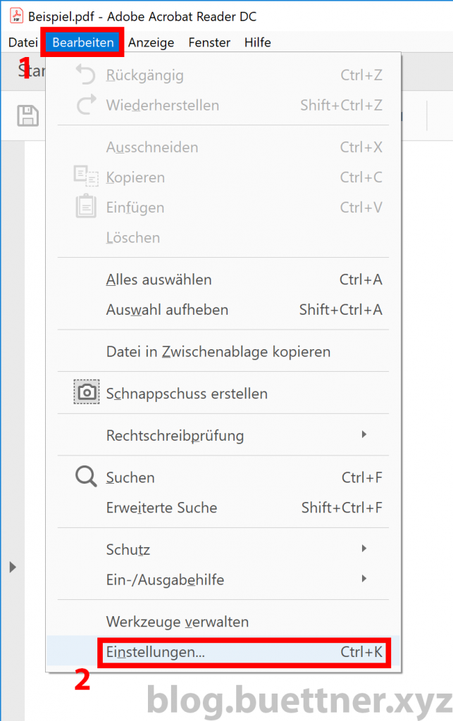 Werkzeugleiste in Adobe Acrobat Reader DC beim Öffnen ausblenden ...